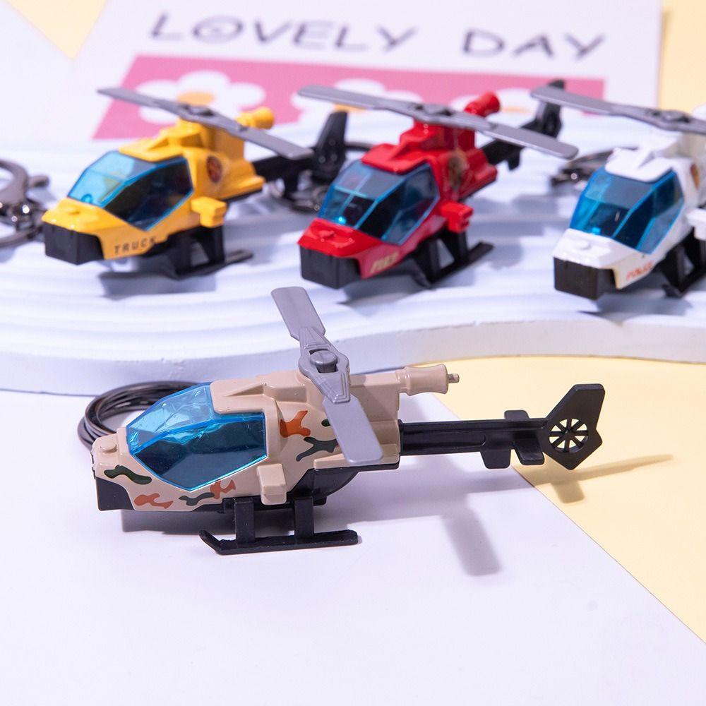 

Simulation Helicopter Car Key Pendant Cool Mini Plane Pendant Helicopter Key Chain Children green-warplane