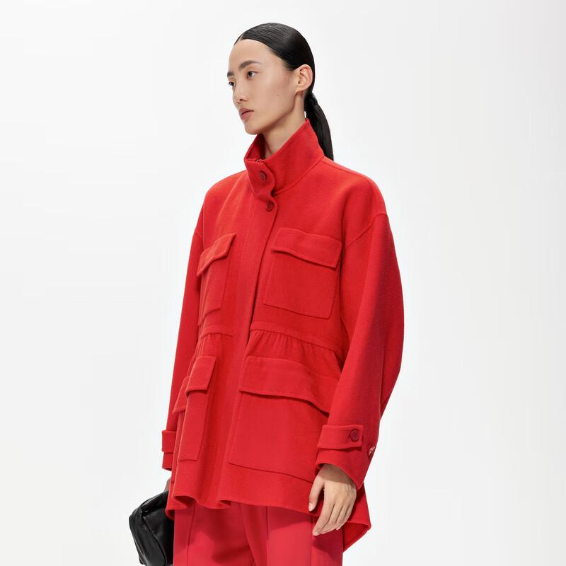 

JNBY 2022 Зимнее пальто свободного кроя из смесовой шерсти с длинным рукавом XS