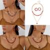 Unique Geometric Crushed Stone Collar Necklace And Drop Earrings Set For Women With Multilayer Style