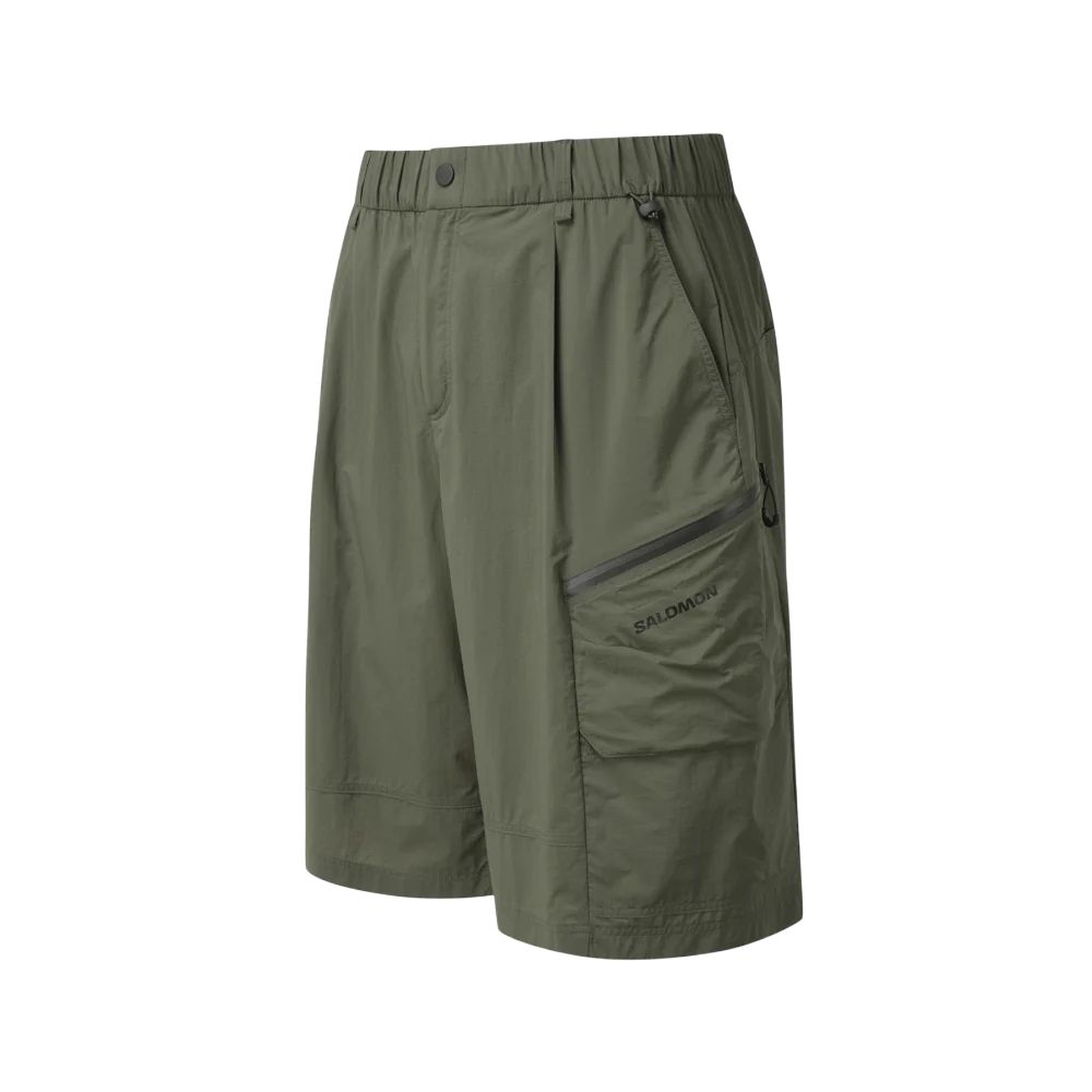 SALOMON Uni Soft Peak Logo Loose Waterproof Casual Shorts Unisex Shorts Army-Green C28168