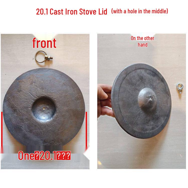 Cast Iron Firewood Stove Ring & Lid: Thickened Rustic Pot and Fire Pit Accessories