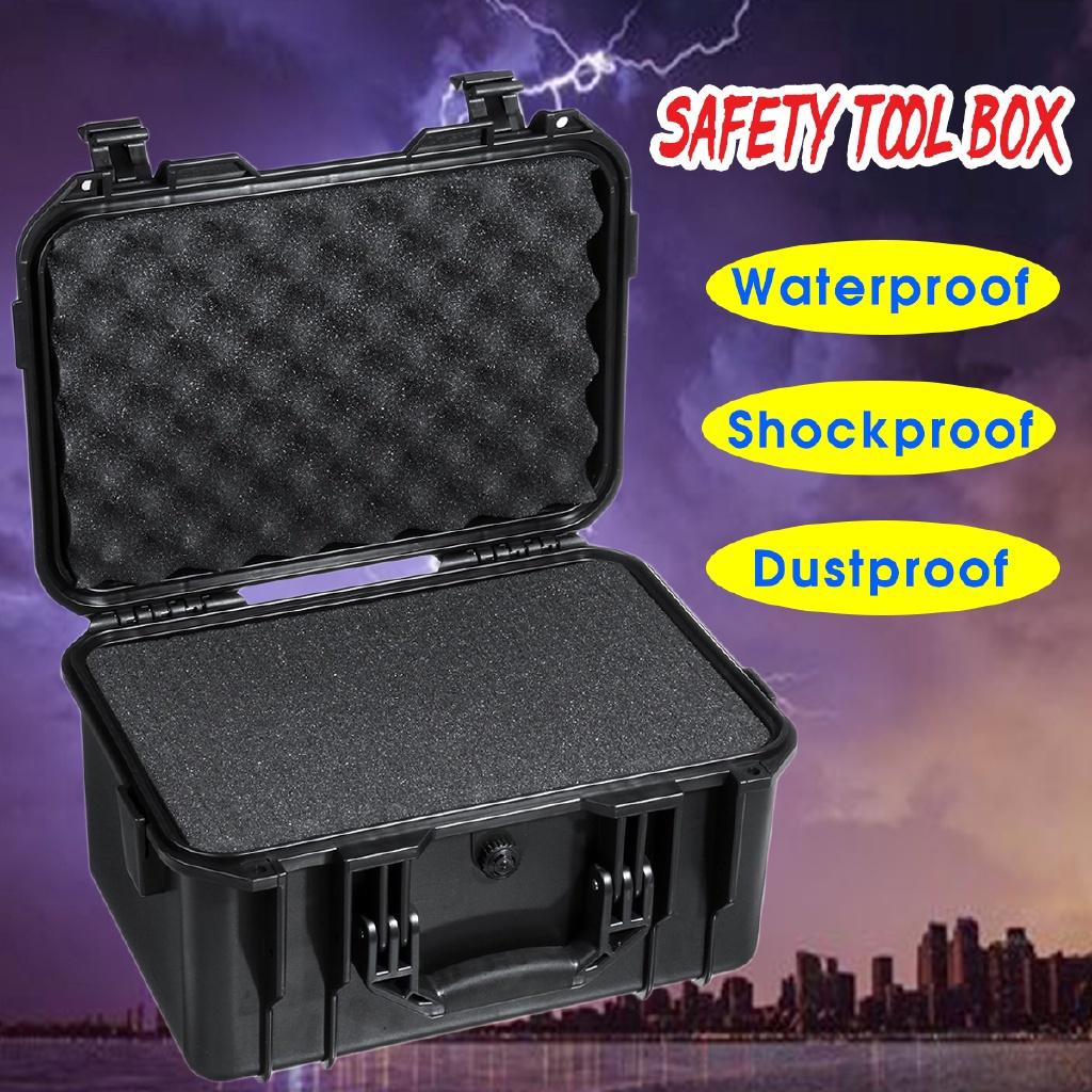 Waterproof Safety Tool Case Sealed Box Equipment Impact Resistant Tool Box Suitcase Tool Container Black 325x215x172mm