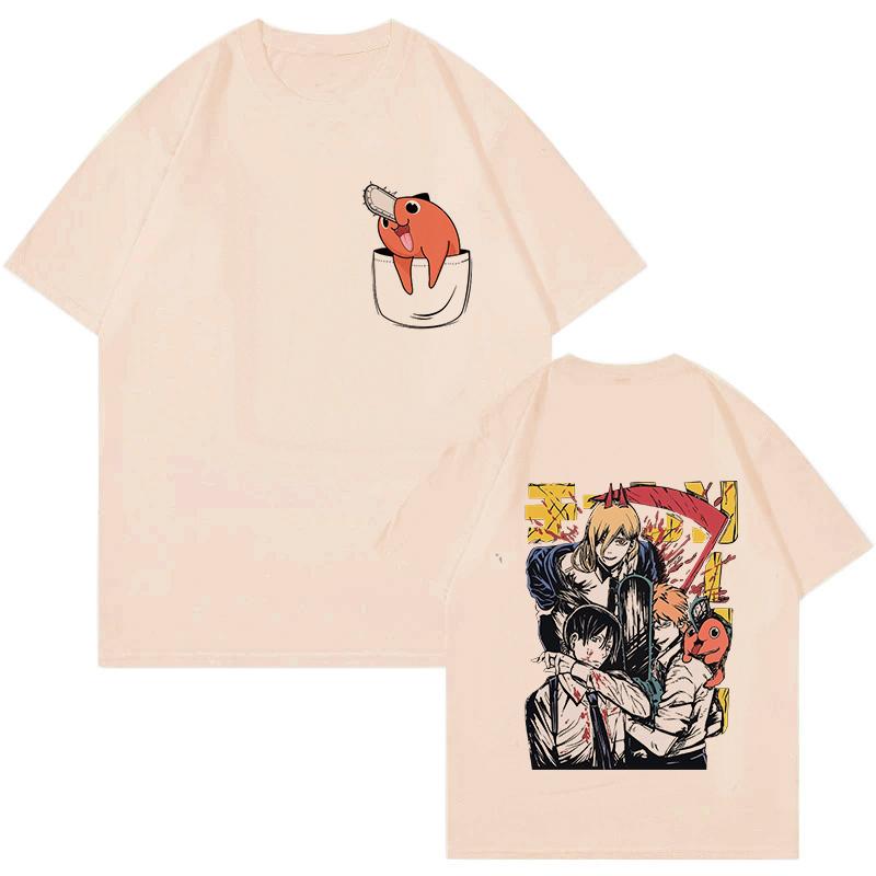 Unisex Mange Y2k Kleidung Japanischer Anime Chainsaw Man T-Shirt 90er Lustiges Pochita T-Shirt Makima Harajuku Grafik-T-Shirts Tops T-Shirt