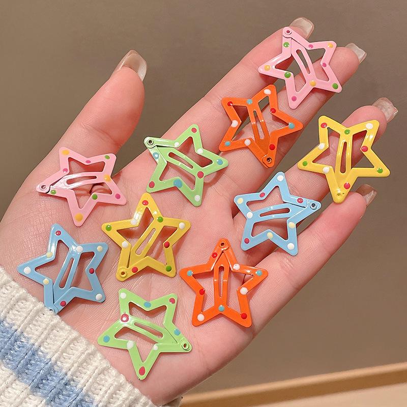 Y2K Dopamine Color Pentagram Small Hair Clip for Women & Kids - Cute Bangs & Side Hair Accessory