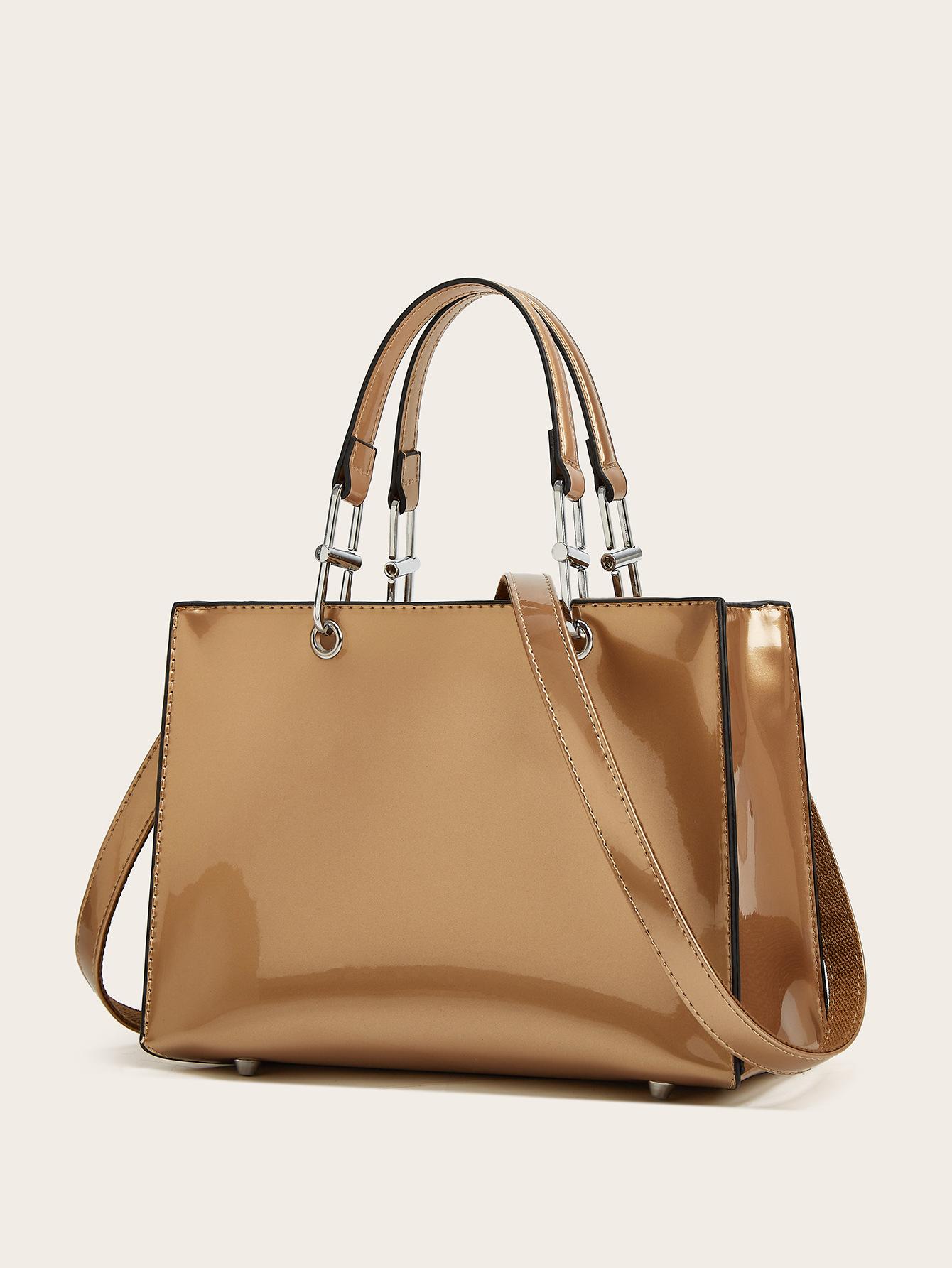 

Fashion Women s Bag Patent Leather Light Glue Glossy Platinum Bag Large Capacity Versatile Premium Sense Women s Commuter Handbag шампанського
