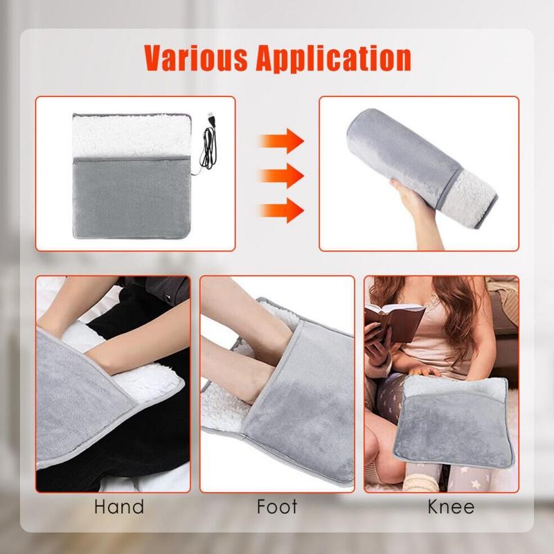 Foot Warmer USB Foot Heater Thermal Foot Heating Pad Soft Plush Warm Foot Cover Electric Heating Feet Warmer for Home Bedroom
