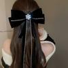 1pc Elegant And Gorgeous Snowflake Bow Imitation Pearl Rhinestone Tassel Women's Hair Clip Wedding Party New Year Hair Accessories Christmas Gift
