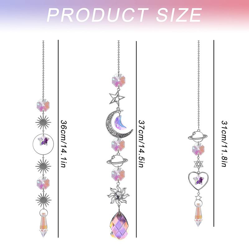 Crystal Wind Chime Moon Sun Catcher Diamond Prisms Pendant Dream Catcher Rainbow Chaser Hanging Drop Home Garden Decor Windchime