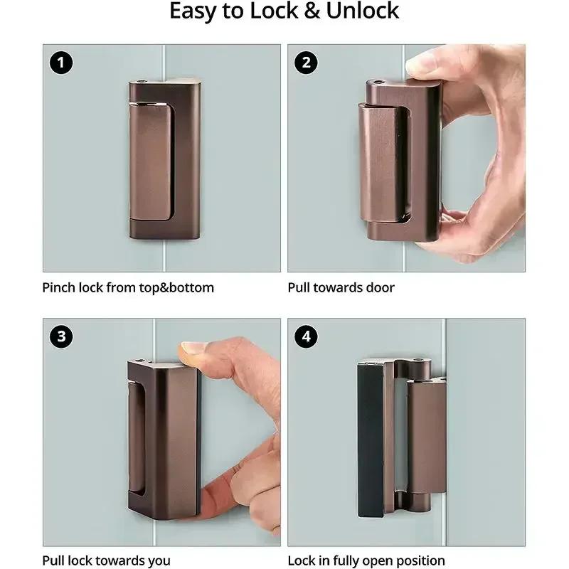 Home Security Door Reinforcement Lock - Safety Bedroom Door Lock Withstand 800 Lbs, Kids Safety Deadbolt Lock