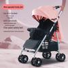 Compact Four-Wheel Baby Stroller: Sit, Lie, Fold - Lightweight Umbrella Design with Shock Absorption for Ages 0-3.