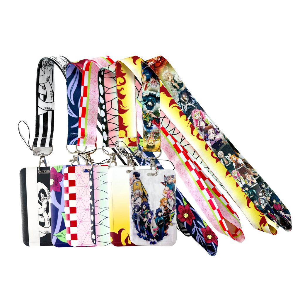 Lanyards Keychain Animated Cartoon Badge Holder ID Credit Card Pass Hang Rope Lanyard For Keys Anime Accessories Gifts