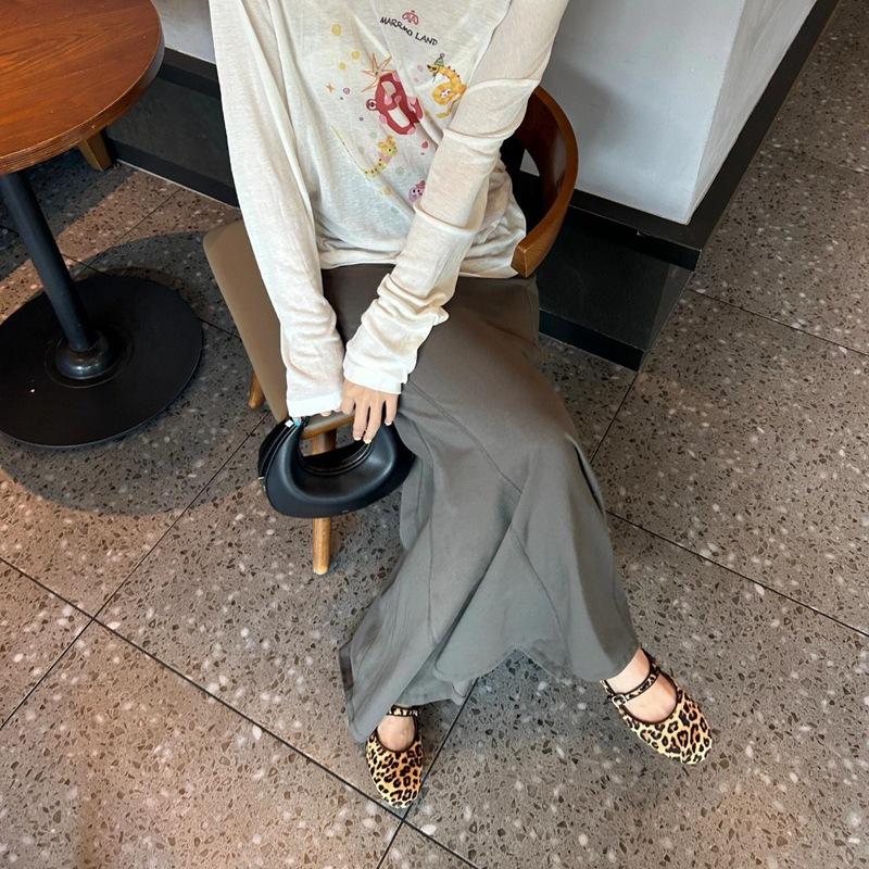 Wind Leopard Print Mary Jane Single Shoes Women's Autumn Fashion Versatile Flat Ballet Shoes One-word Buckle Ladyshoes