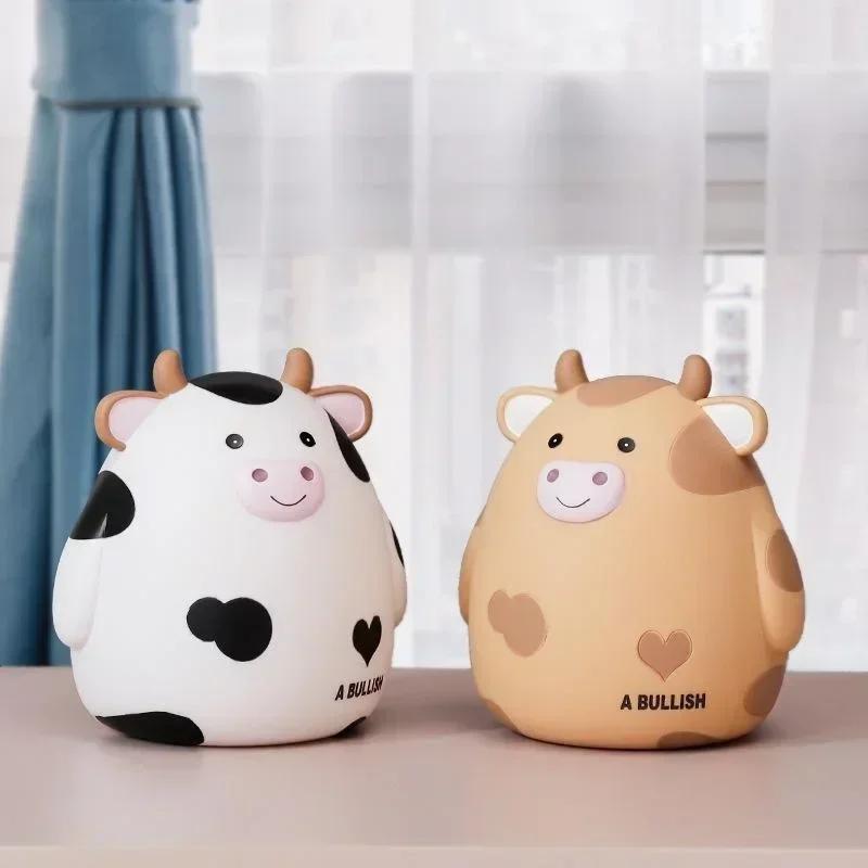 New Cute Cartoon Calf Resin Ornaments Childrens Pet Piggy Bank Home Decoration Children's Gift Coin Bank Accessory Home Supplies