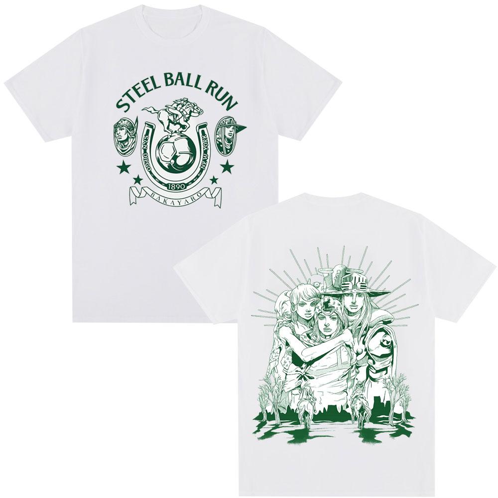 

2026 Новый японский аниме Jojo Bizarre Adventure Футболка STEEL BALL RUN Унисекс Графический Родитель-ребенок Хлопок Повседневная Оверсайз Футболка S