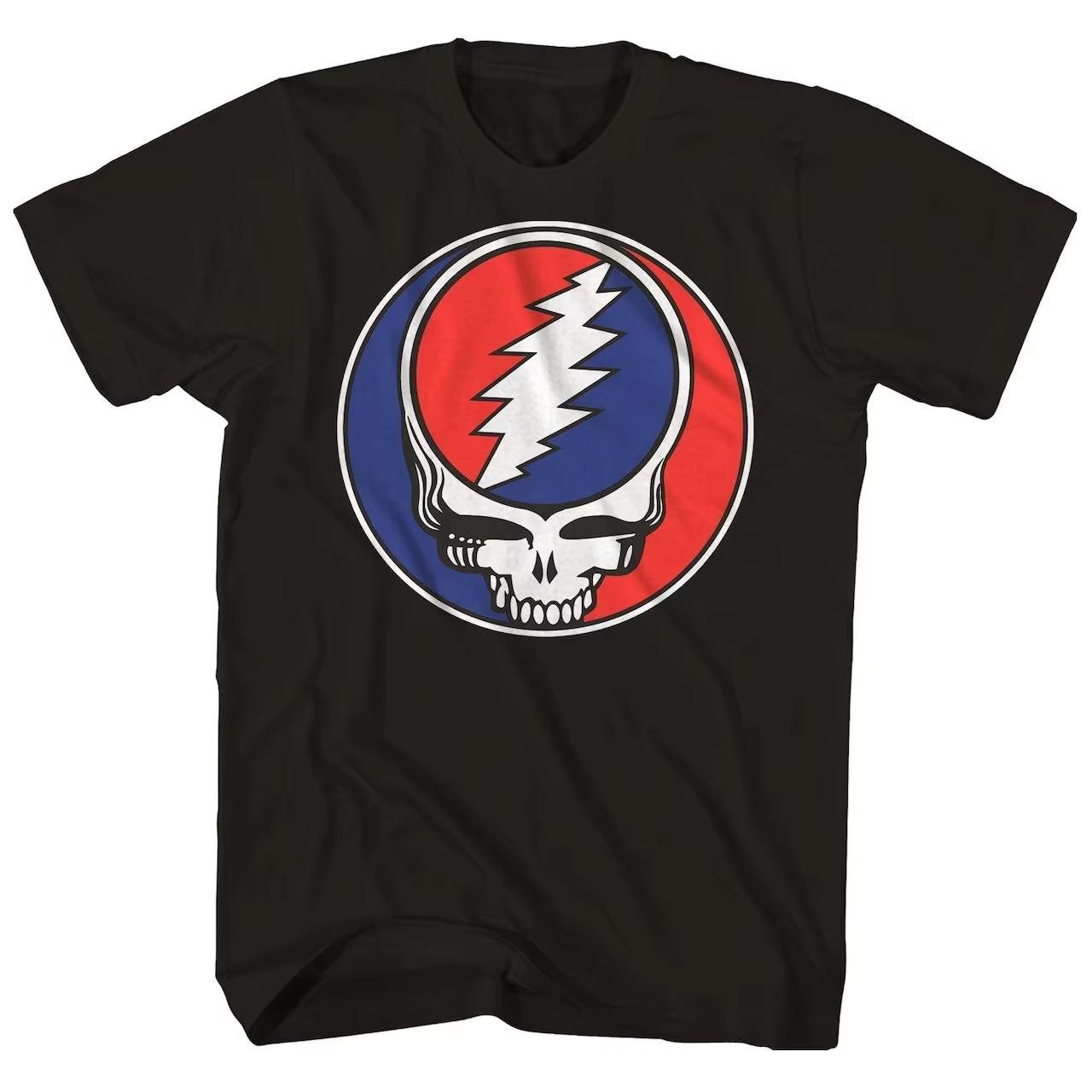 

2025 Хлопковая футболка Grateful Dead Warlocks Индийский череп Рок Панк Классическая Мужская Женская с Коротким Рукавом Летняя Футболка с Круглым Вырезом Y2k Топ S
