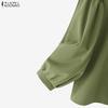 ZANZEA Women Casual Round Neck Solid Color Loose Long Sleeve Blouse