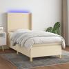 Box Spring Bed with Mattress & LED Cream 90x190 cm Fabric