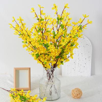 Mit Stiel, realistische künstliche gelbe Seidenblume, Heimbüro, Tischdekoration, Kunstblumenzweig, Blumen
