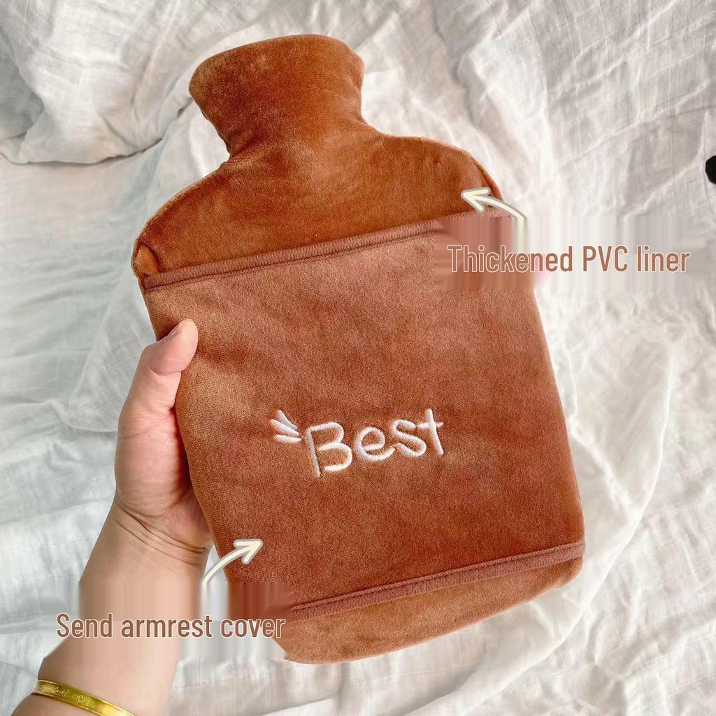 Large Cute Plush Hand Warmer: Explosion-Proof, Thickened Hot Water Bottle with Pocket and Cloth Cover