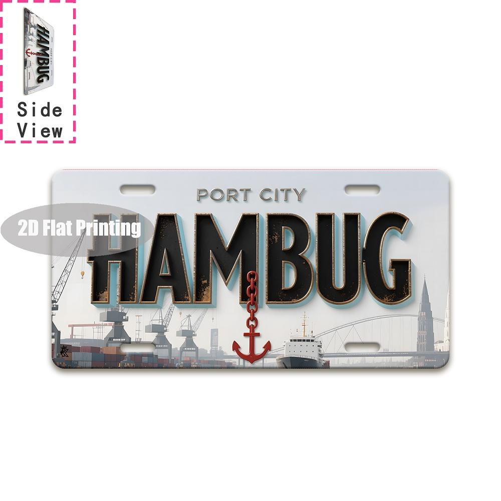 Vintage City Coordinate Year Text Metal License Plate Sign Retro D Flat Printed Tin Plaque Wall Art Decor for Bar Home