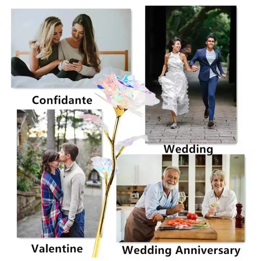 SALE Valentine's Day Creative Gift 24K Foil Plated Rose Gold Rose Lasts Forever Love Wedding Decor Lover Roses Creative Gift