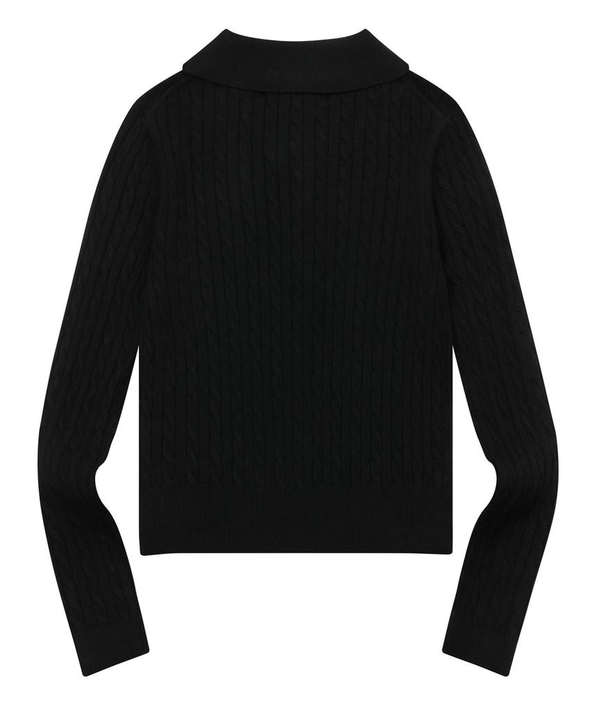 MUCENT Le Melo Collared Button Crop Knit (3 Colors)