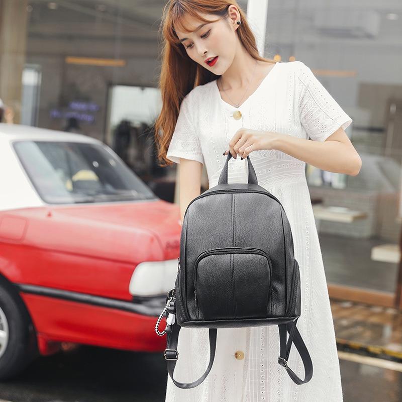 Women's Casual Backpack New Korean Style Large Capacity Fashion Versatile Soft Leather Single Shoulder Crossbody Backpack