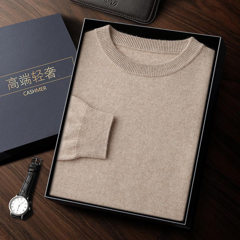 Crew neck cashmere sweater knitted soft waxy cashmere sweater solid color warm