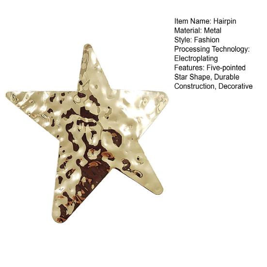 Hairpin Five-Pointed Star Shape Hair Clip Exaggerated Metal Texture Side Bang Hair Pin Fade-Resistant Hair Accessory