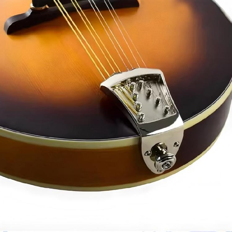Polished Metal Mandolin Bridge Eight String Tailpiece For Precise String Alignment And Acoustic Resonance