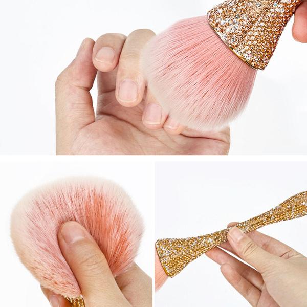 Nail Dusting Cleansing Brush Soft Nylon Hair Comfortable Grip Prevent Deformation Loose Powder Brush