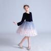 Weileenice Navy Recital Size Long Winter Formal Party Gradient Sequins Girls' Dress, 130, Sleeves, Clothes, Children's Dress, Velour, Pink, Kids,