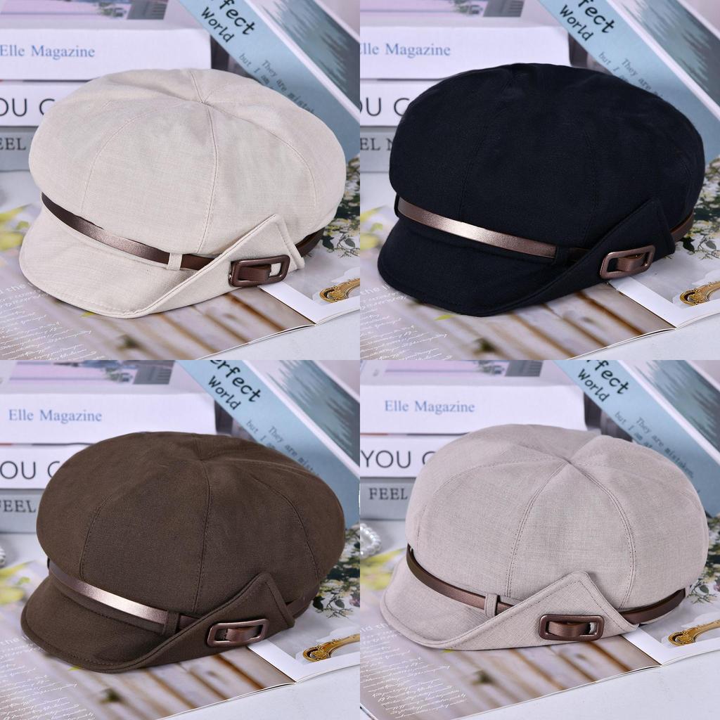 Casual Autumn Cotton And Linen Eightcorner Cap With Sun Protection For Women