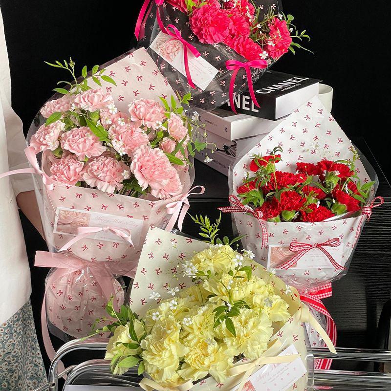 10Pcs Bowknot Flower Wrapping Paper Korean Waterproof Florist Bouquet Packaging Paper for DIY Graduation Wedding Birthday Gift