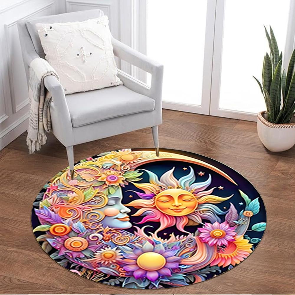 1pc Home Carpet with Stained Glass Design Non Slip Office Decor Gift Living Room Bedroom