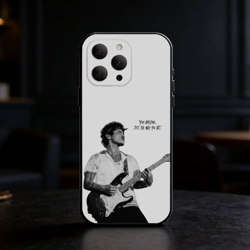 Singer B-Bruno Mars Phone Case For iPhone 17,16,15,14,13,12,11 Plus,Pro,Max,Mini Silicone black Soft Cover