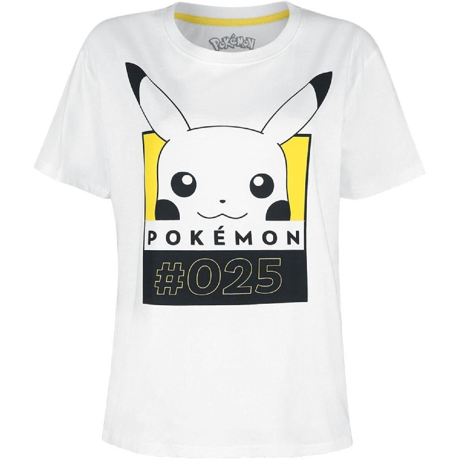 Difuzed Pokemon T Shirt Pikachu #025 New Official Womens Skinny Fit White Size XL XXXXXL белый