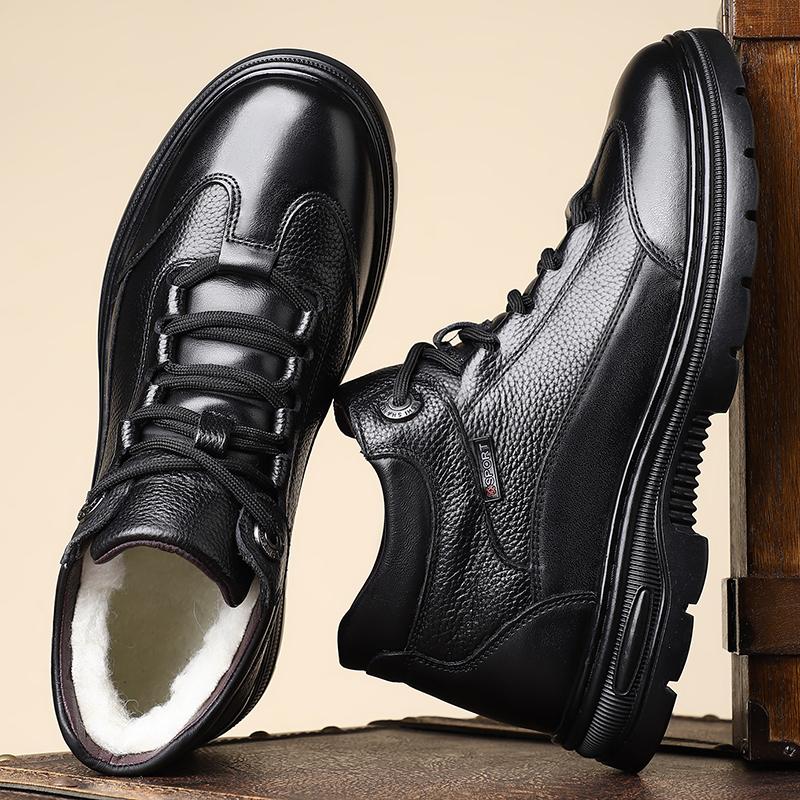 Men Cotton shoes Footwear Winter Plush Snow Work Boots lace up Comfortable Outdoor Casual Shoes Fashion Short Boots men