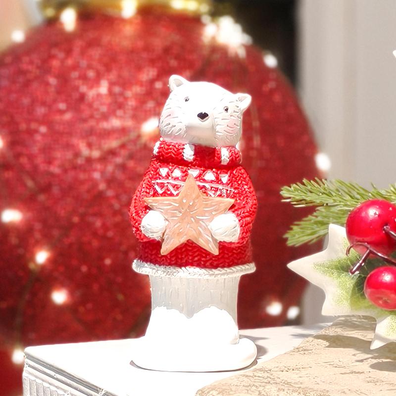 פסל דובי חג המולד, פסל שרף יצירתי לקישוט פסטיבל, מתנת חג המולד, אווירה חגיגית לחדר השינה ולסלון