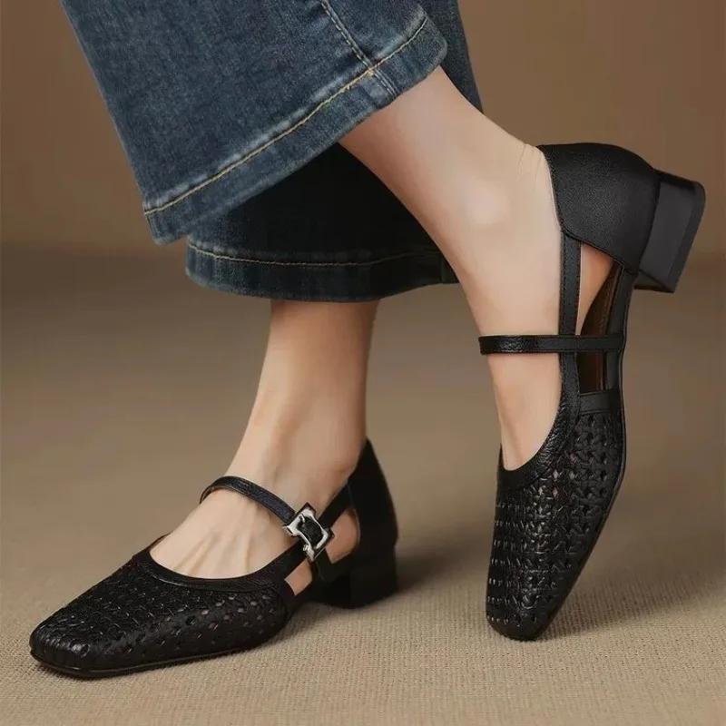 Fashion 2025 Hot Sale Shoes Female Shallow Women's High Heels Fashion Buckle Strap Dress New Square Toe Best Seller Heels Women Zapatos