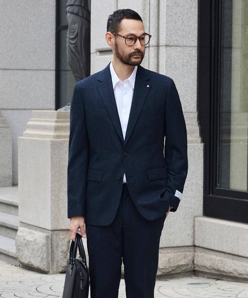 STCO Italy Reda 99% Wool Two-Tone Suit Setup Navy (Classic Fit)_Ssjud92Set (A Type)