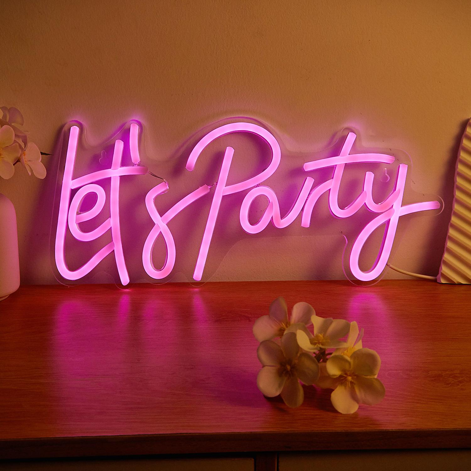 

LED Neon Let s Party Neon Signs Night Light 3D Wall Art & Game Room Bedroom Living Room Decor Lamp Signs Usb Powered Light