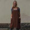 Women's Cotton and Linen Apron, Home Wear, Loose Long Dress