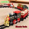 Kinderspielzeug Elektrische Eisenbahn für Kinder Retro Dampflokomotive Kleine Züge Modellbahn Schienen Simulation Rauch Licht Sound Zug Spielzeug