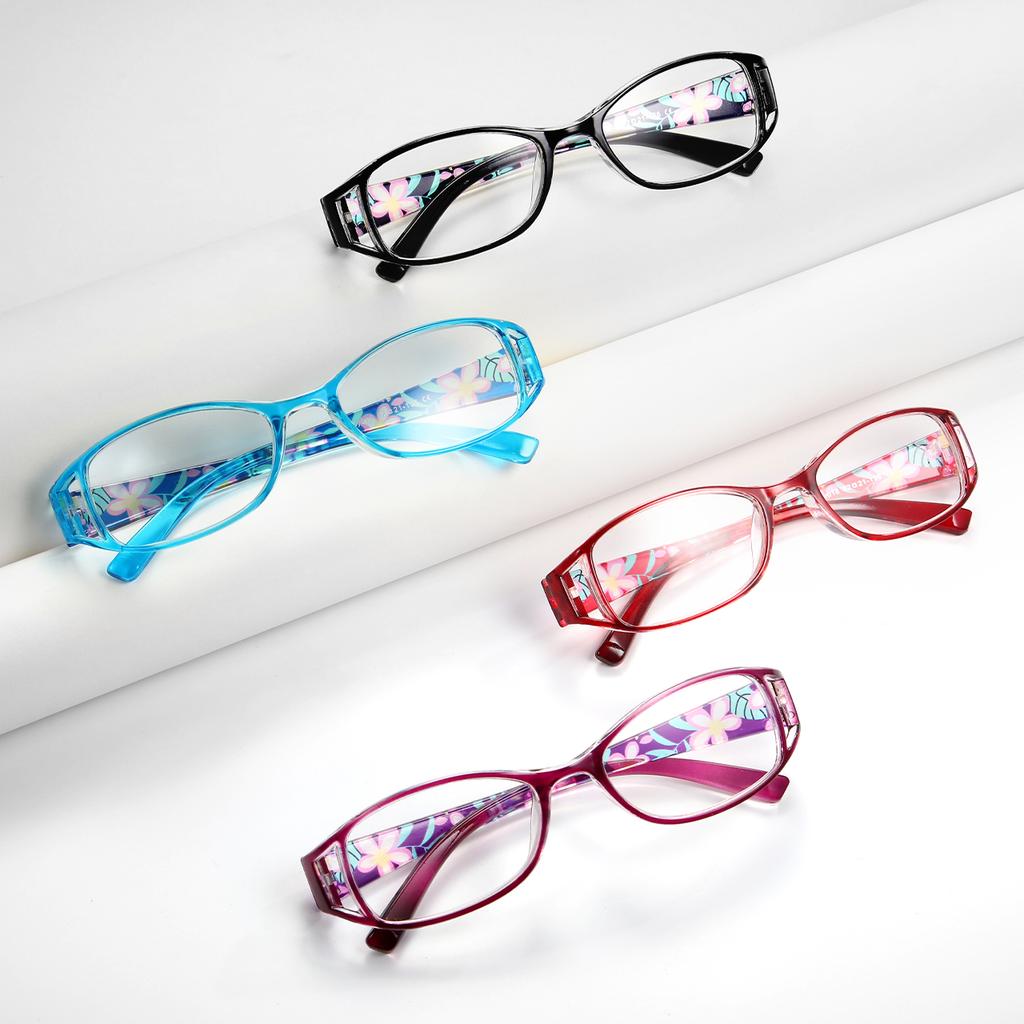 3PCS Anti-Blue Light Reading Glasses Unique Hollow Design Fashionable Flower Women's Color Reading Glasses Power +1.0 To +4.0