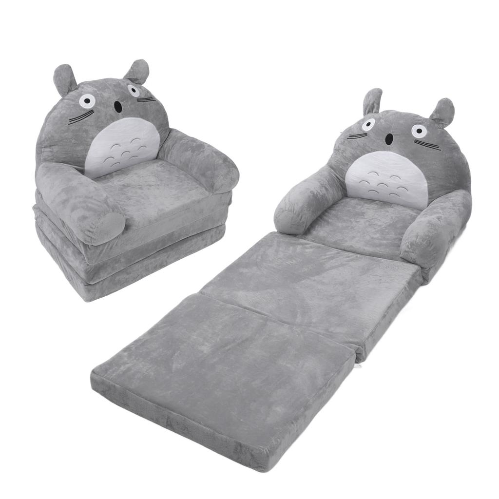 Foldable Kids Sofa Soft Breathable Cartoon Animal Toddler Couch Bed with Armrest for Living Room