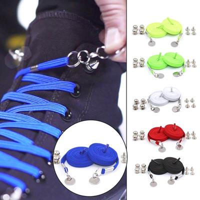 DYS 1 Pair Candy Color One Hand No Tie Laziness Shoelaces Metal Circle Elastic Laces