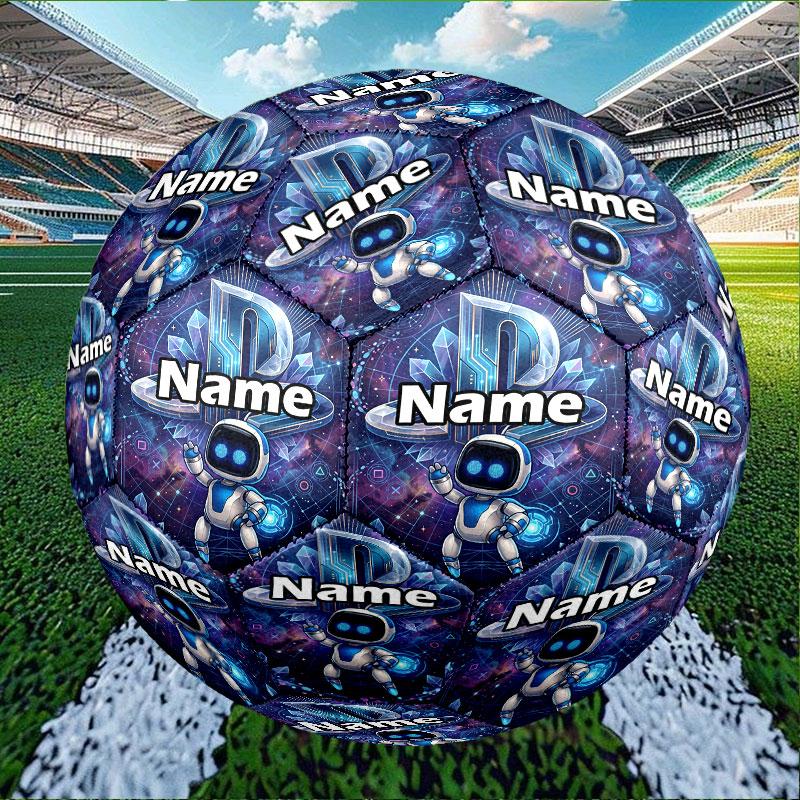 Custom Name Personalized Cosmic Bot Crew Print Size 5 Soccer Ball Training & Match Football, for Team, Kicking, Gift for Football Enthusiasts