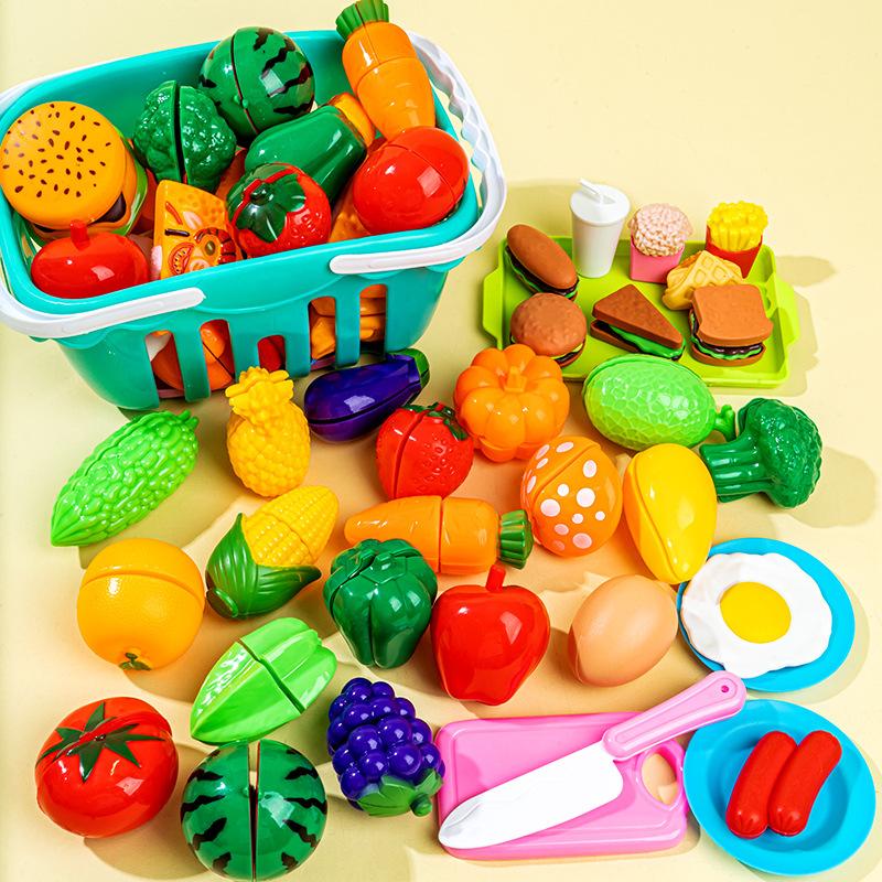 Play House Simulation Toys Early Education Girls Boys Gifts Educational Toy Plastic Kitchen Toy Set Cut Fruit and Vegetable Food