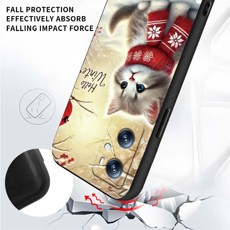 Cute cartoon cat illustration Phone Case For OPPO Reno 5 6 7 A96 A40 A58 Realme GT A74 A78 Neo2 A74 A78 Find X5 X3 X7 X8 Black